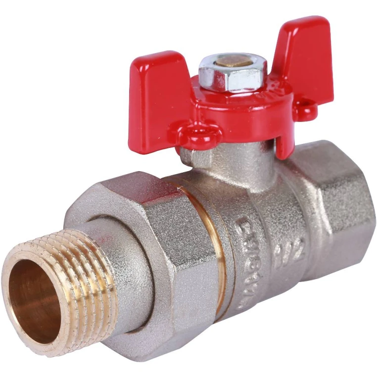 Шаровой кран ROMMER (RBV-0005-0510215) с американкой 1/2 ВН/НР, ручка бабочка