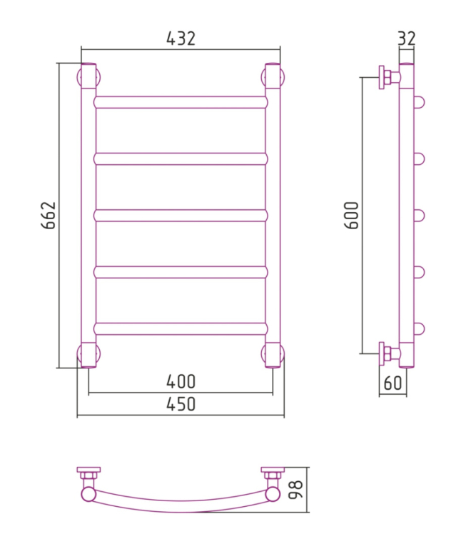 Полотенцесушитель водяной Сунержа Галант+ 45x66 15-0200-6040 черный