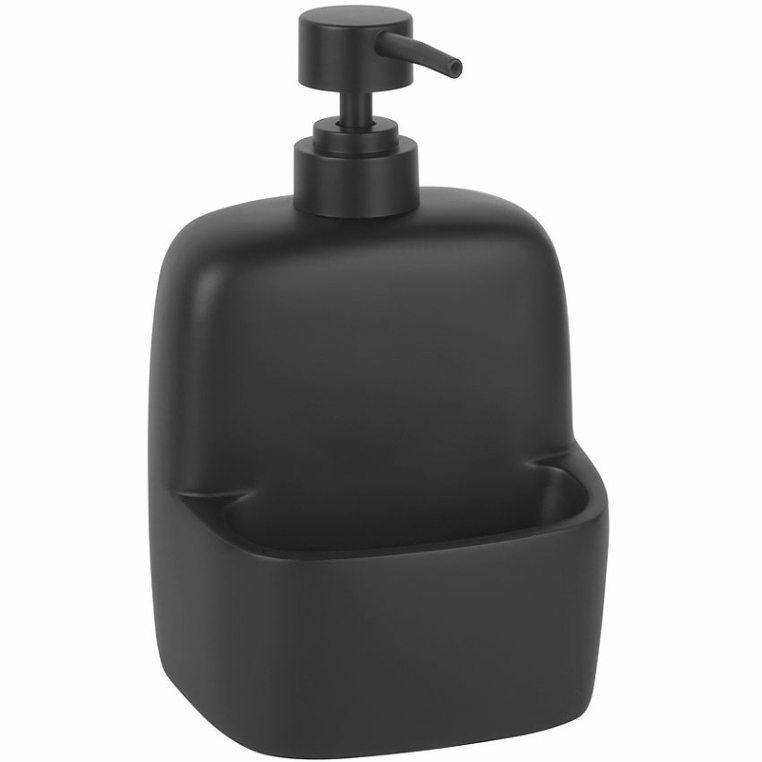 Дозатор жидкого мыла WasserKRAFT K-8499BLACK с емкостью для губки