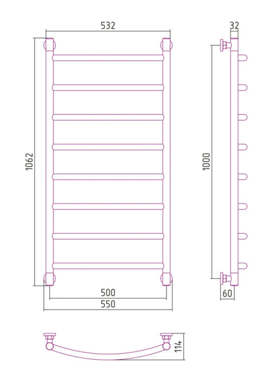 Полотенцесушитель водяной Сунержа Галант+ 55x106 071-0200-1050 хром