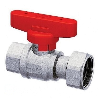 Кран шаровой Far 3/4” ВР-накидная гайка хром с красной ручкой (FS 3047 3434RC)