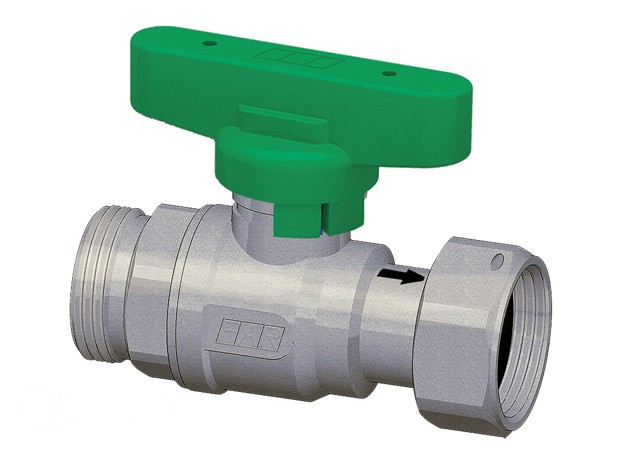 Кран шаровой Far 1/2” НР-накидная гайка 3/4" хром с зеленой ручкой (FS 3034 34VC)
