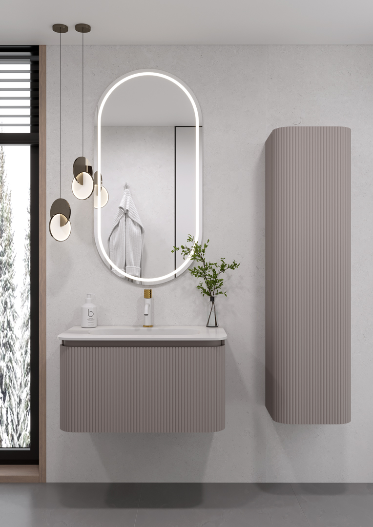 OVALE 1 полка рифленая 80CM DELMAR тумба + раковина