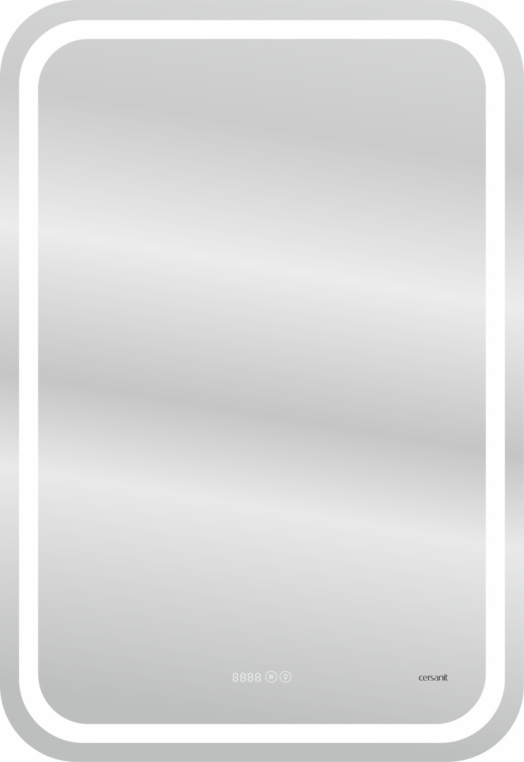 Зеркало Cersanit Led 050 pro 55*80, с подсветкой, антизапотевание, смена цвета холод.тепло, часы, Сорт1 прямоугольное (KN-LU-LED050*55-p-Os)