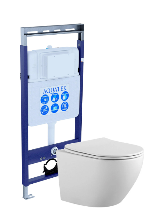 Унитаз с инсталляцией Set AQUATEK ЕВРОПА Easy Fix+сиденье-микролифт+звукоизоляционная прокладка+инсталляция