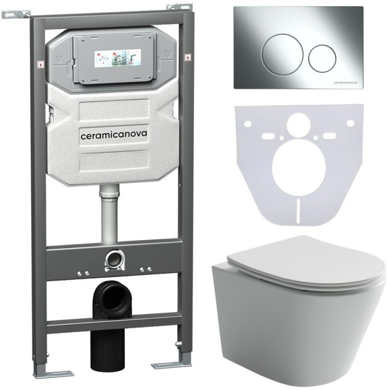 Инсталляция с унитазом и с кнопкой смыва Ceramica Nova CN6000_1001CH_1000