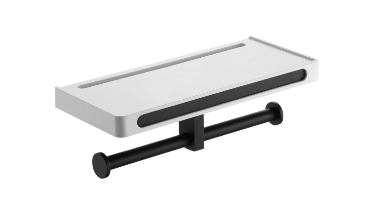 Бумагодержатель двойной с полкой RUSH EDGE (ED77143B black) черный