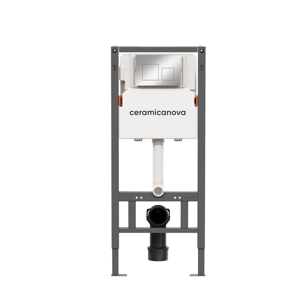 Система инсталляции для унитазов CERAMICANOVA Balance с кнопкой смыва Square, цвет хром глянцевый, и креплениями арт. CN121002CH