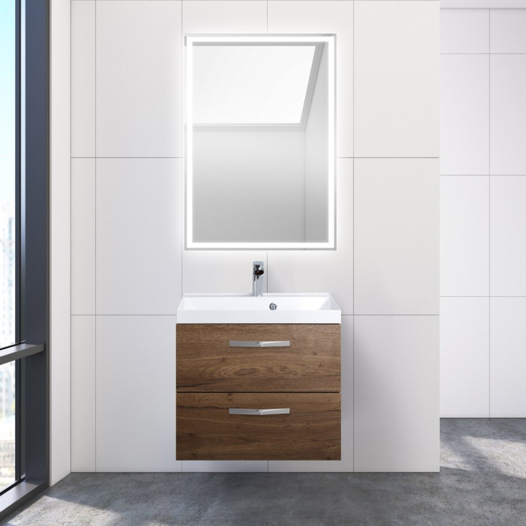 Комплект мебели BelBagno Aurora 60 rovere tabacco (AURORA-600-2C-SO-RT+BB600/450-LV-MR-AST+8.1135.192160.42+SPC-GRT-600-800-LED-BTN)