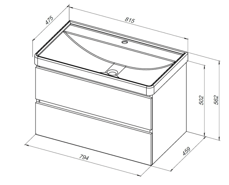 Тумба под раковину Aquanet Вега 80 (2 ящика) 00308334