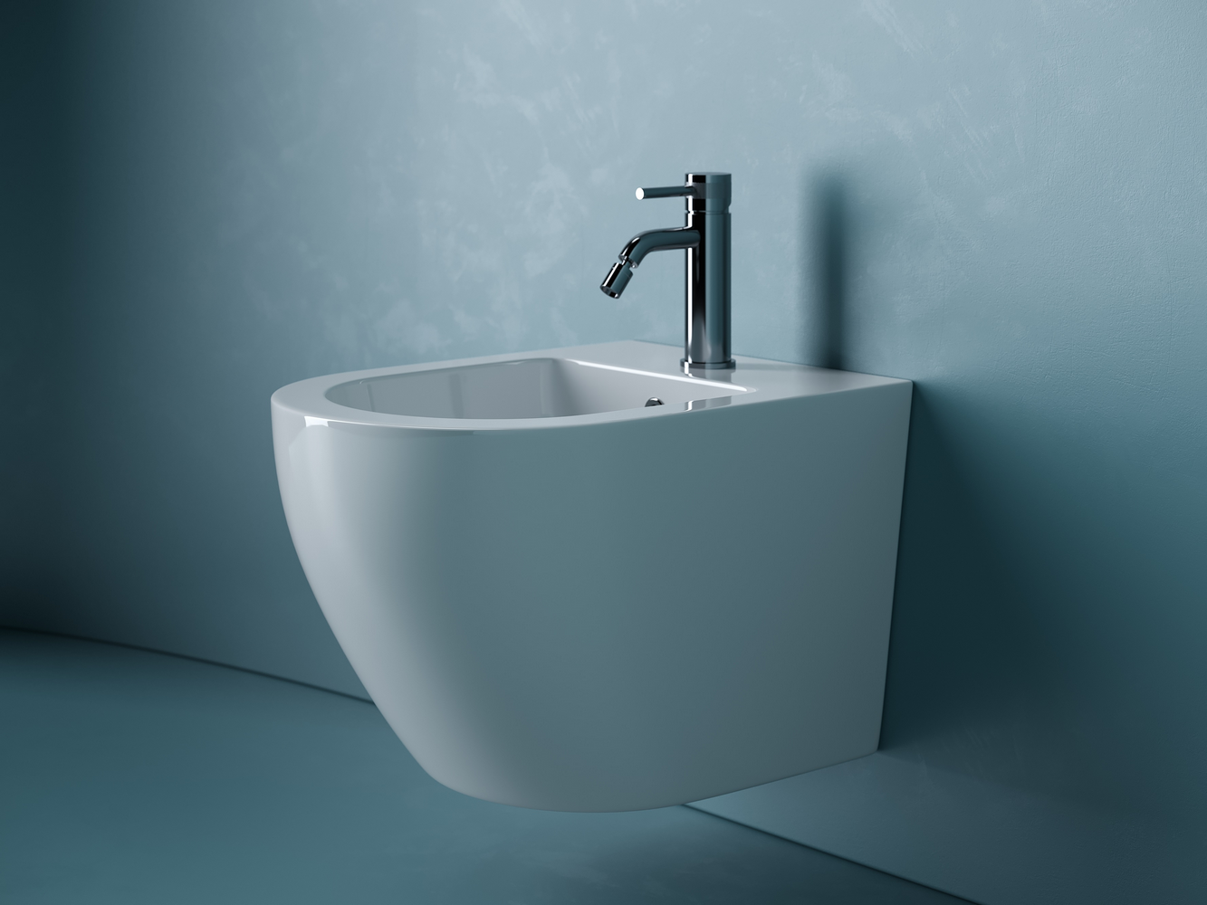 Подвесное биде Uno, 1 отверстие под смеситель, с крепежом для полностью скрытого монтажа, цвет белый