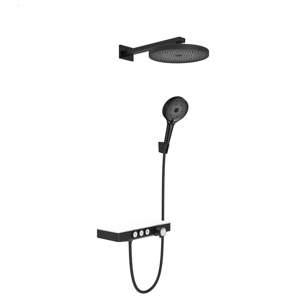 Душевой комплект BERGES MORANS с изливом и термостатом, черный матовый