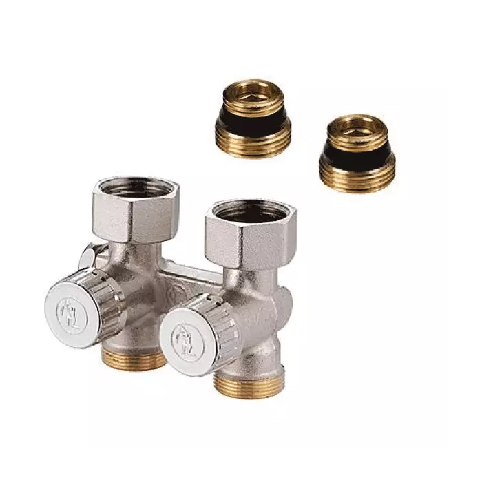 Узел нижнего подключения R383 Ду 15 Ру10 1/2"x3/4"ЕК прямой Giacomini R383X012