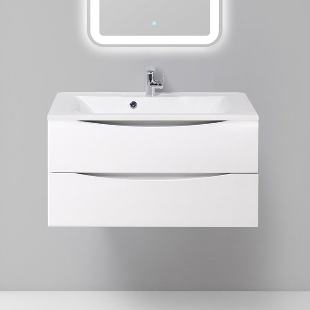 Тумба с раковиной BelBagno Marino 90 bianco lucido, подвесная (MARINO-900-2C-SO-BL-P+BB900/450-LV-MR-AST)