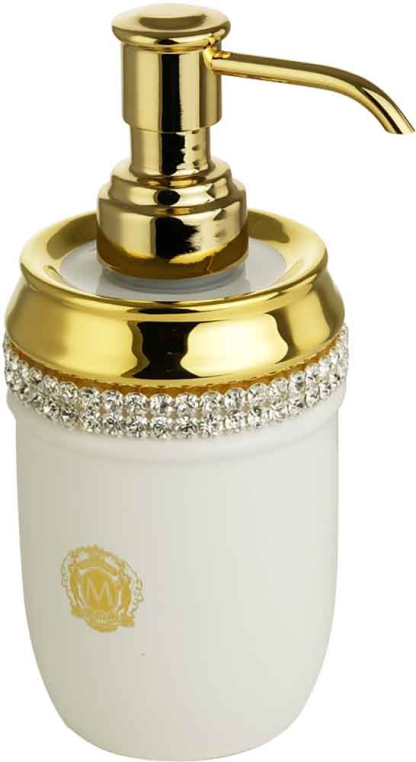Дозатор настольный Migliore Dubai 26593 керамика белая/swarovski/декор золото/золото