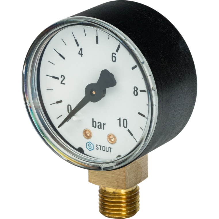 STOUT Манометр радиальный корпус Dn 50 мм 1/4" до 10 bar (SIM-0010-501008)