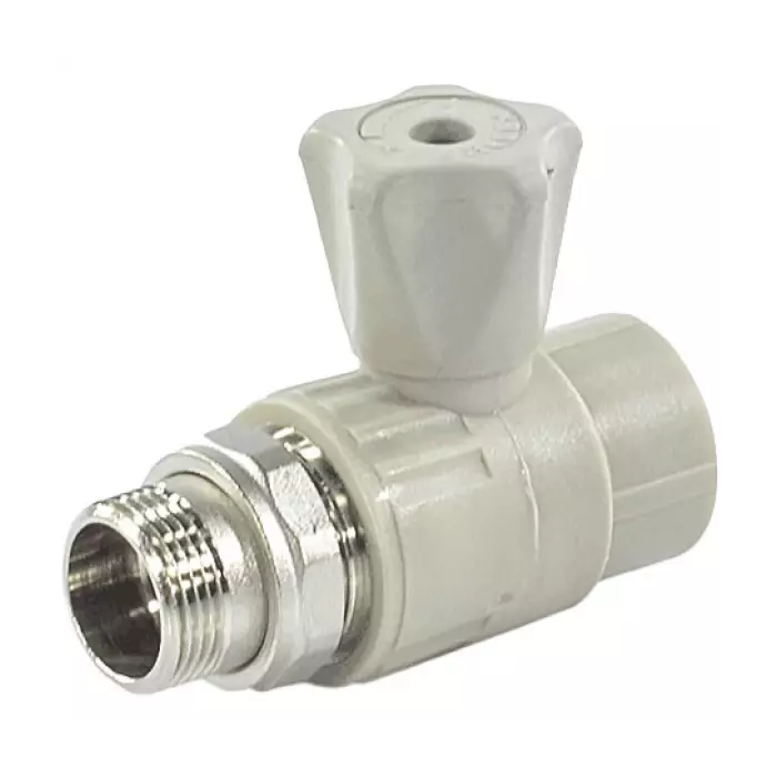 Кран шаровой PP-R серый Дн 25х3/4" НР прямой для радиатора VALFEX 10149025Г
