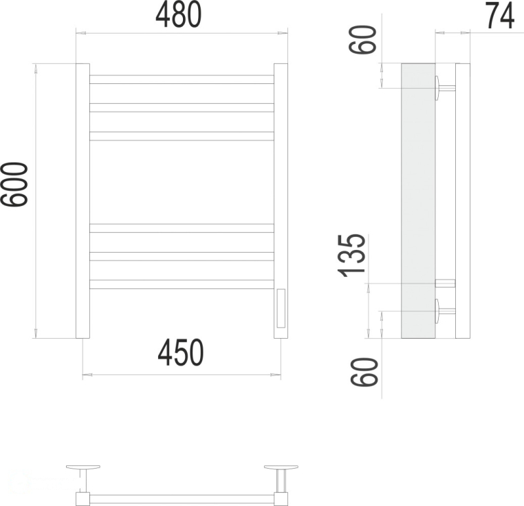 Электрический полотенцесушитель Terminus Ватикан П6 450x600 КС 9005 матовый (4670078527516)