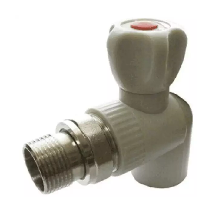 Кран шаровой PP-R серый Дн 20х1/2" НР угловой для радиатора VALFEX 10148020Г
