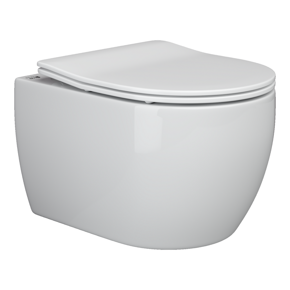 Подвесной унитаз Play Rimless, глубокий смыв, с крепежом для полностью скрытого монтажа, ультратонким сидением и крышкой с функцией плавного закрытия, дюропласт
