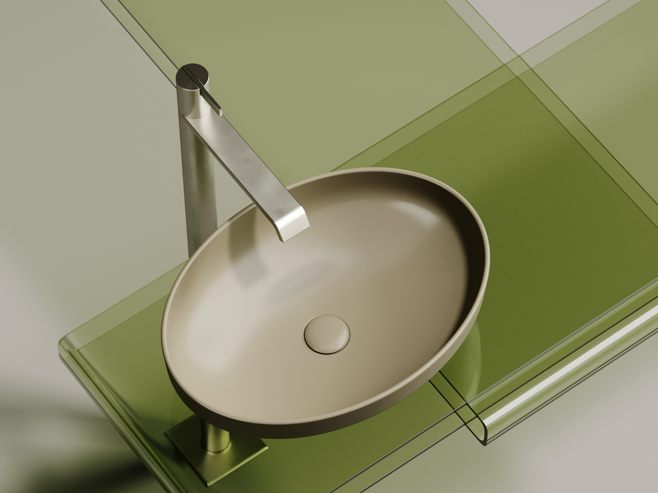 Умывальник чаша накладная овальная (цвет Капучино Матовый) Element 502x363x145мм