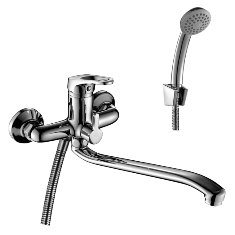 Смеситель для ванны Rossinka B35-34 универсальный с S-образным изливом