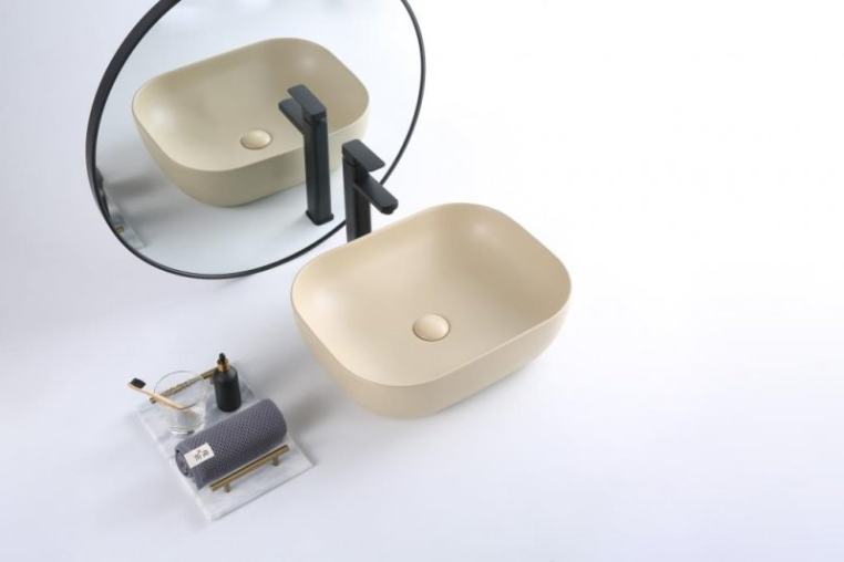 Раковина накладная BelBagno BB1302-H316 бежевая матовая
