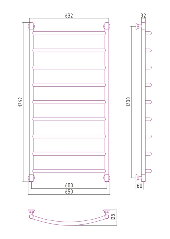 Полотенцесушитель водяной Сунержа Галант+ 65x126 03-0200-1260 золото