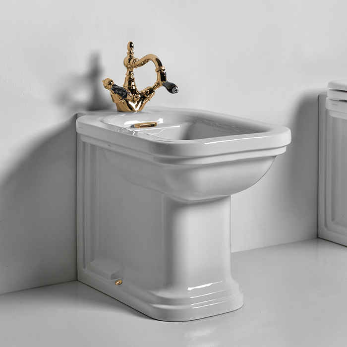 Биде напольное Kerasan Waldorf 4121K1bi/cr*1+811391oro+760391