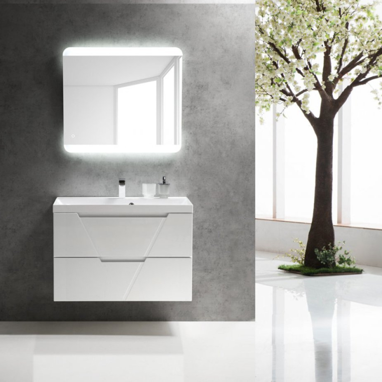 Комплект мебели BelBagno Vittoria 90 bianco lucido (VITTORIA-900-2C-SO-BL+BB900/450-LV-MR-AST+SPC-CEZ-800-700-LED-BTN)