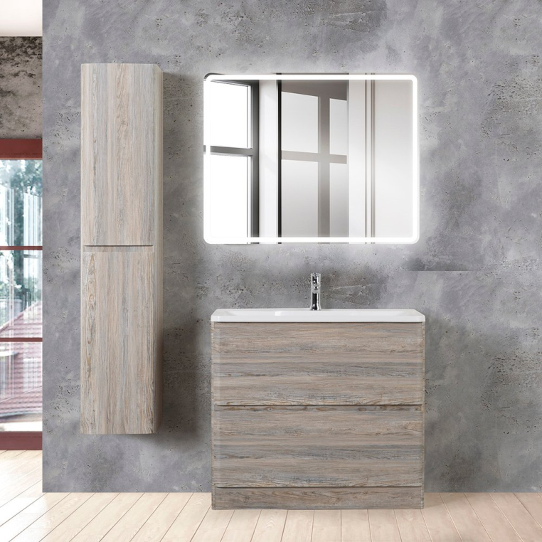 Комплект мебели BelBagno Albano 90 напольная, pino scania (ALBANO-900-2C-PIA-PS+BB900/455-LV-MR-ALR+SPC-MAR-900-800-LED-BTN)