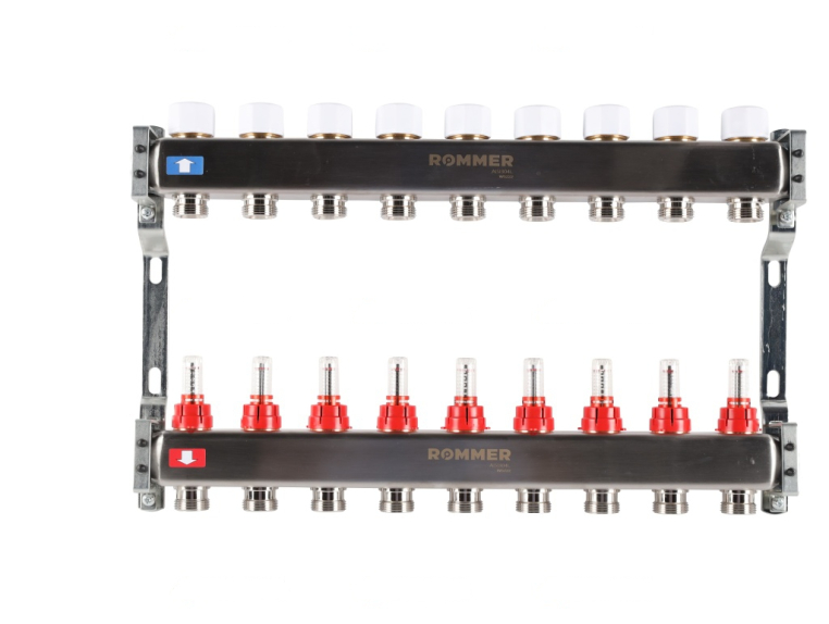 RMS-1200-000009 ROMMER Коллектор из нержавеющей стали с расходомерами 9 вых.