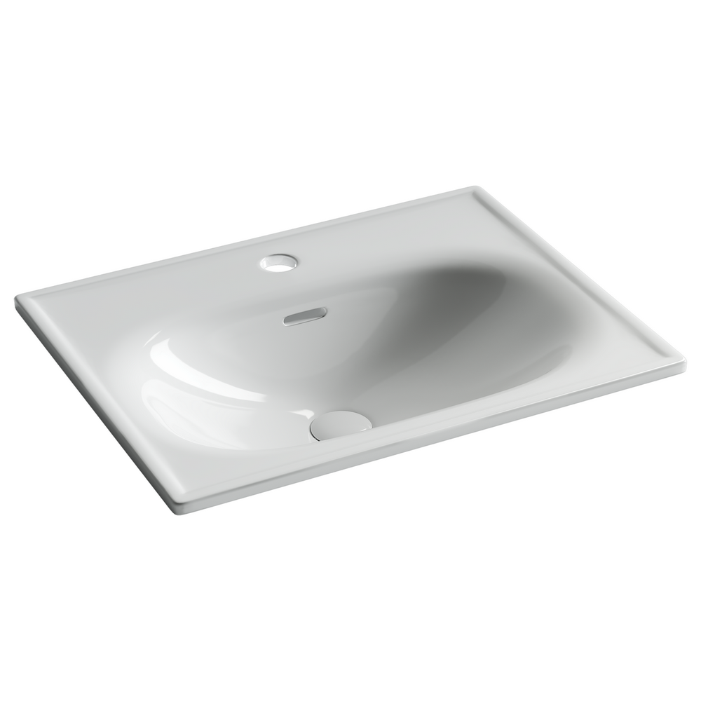 Раковина накладная Sabo, прямоугольная с отверстием под смеситель 600*460*130, цвет белый. Для установки на мебель, арт. CN13001