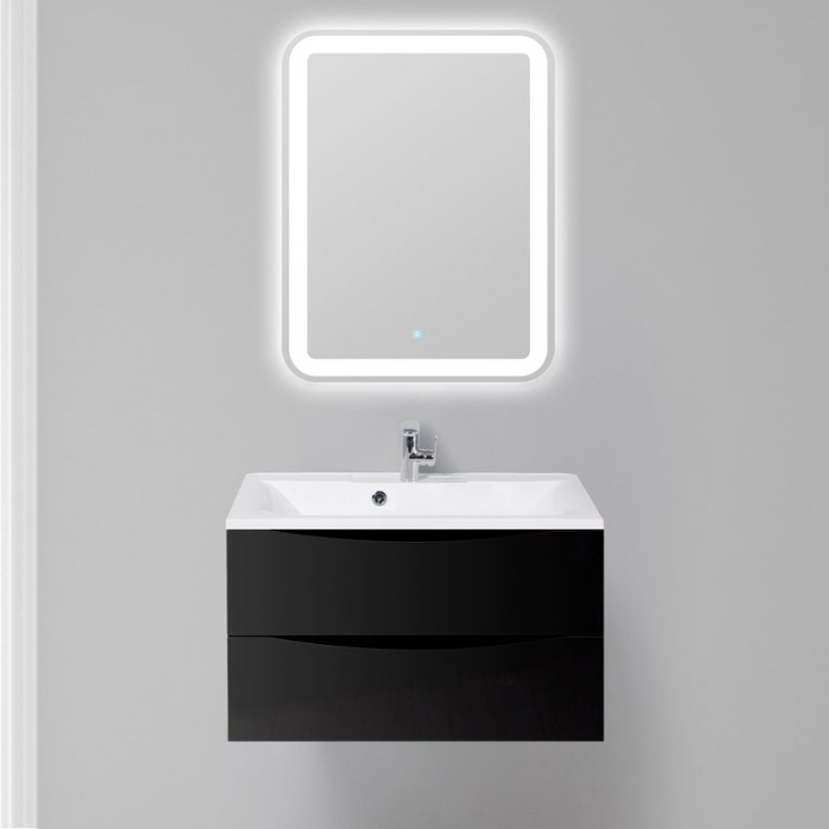 Комплект мебели BelBagno Marino 80 nero lucido (MARINO-800-2C-SO-NL-P+BB800/450-LV-MR-PR+SPC-MAR-600-800-LED-TCH)