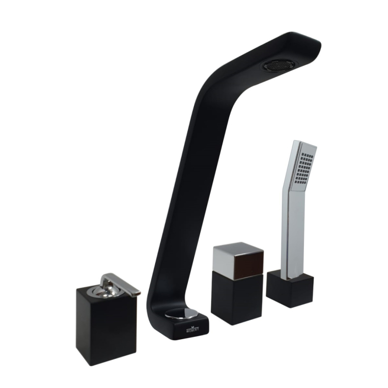 Смеситель на борт ванны Webert Wolo WO850701564, черный/хром (внешняя часть)