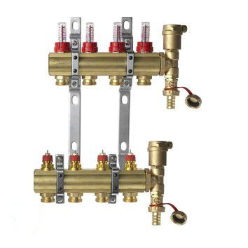 Комплект коллекторов Danfoss FHF-4F set из латуни, 4 контура (088U0724)