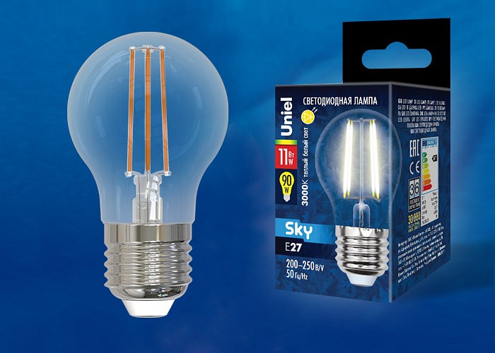 Лампа светодиодная Uniel E27 11Вт 3000K LED-G45-11W/3000K/E27/CL PLS02WH картон