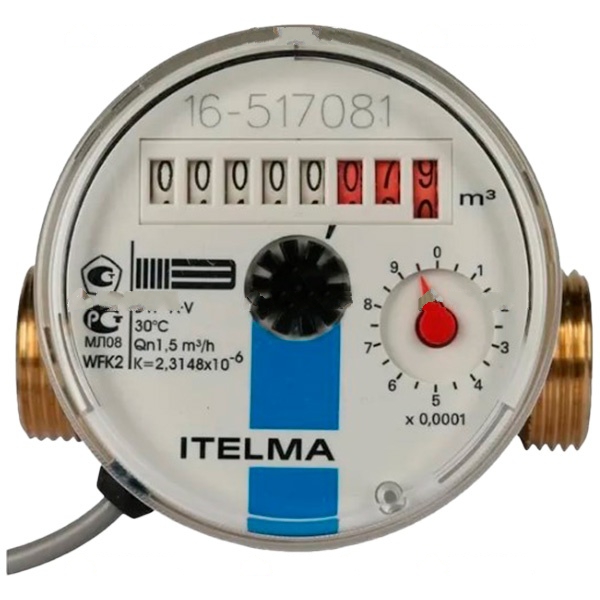WFK 24.D080-0-R-L-10-IP54 ITELMA Счетчик холодной воды (Ду=15мм, L=80мм, Qном=1,5 м3/ч, импульсный выход ГЕРКОН)