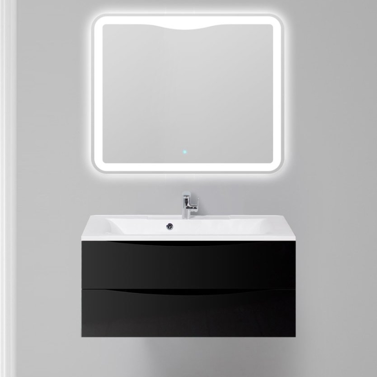 Комплект мебели BelBagno Marino 100 nero lucido (MARINO-1000-2C-SO-NL-P+BB1000/445-LV-MR-PR+SPC-AL-1000-800 Nero)