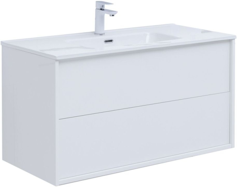 Тумба под раковину Aquanet Lino 100 (Flat) белый глянец 00287544