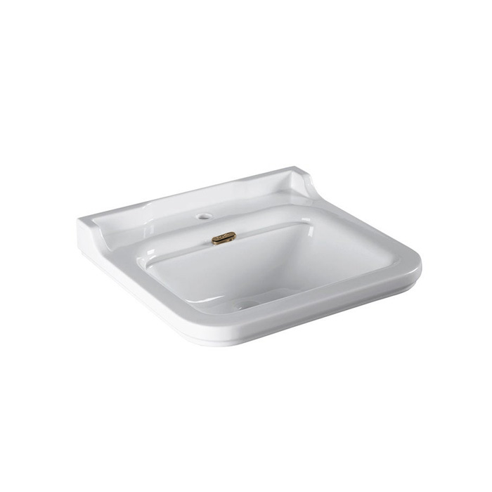 Раковина Kerasan Waldorf 60х55 см, 1 отв., керамическая, белый/бронза