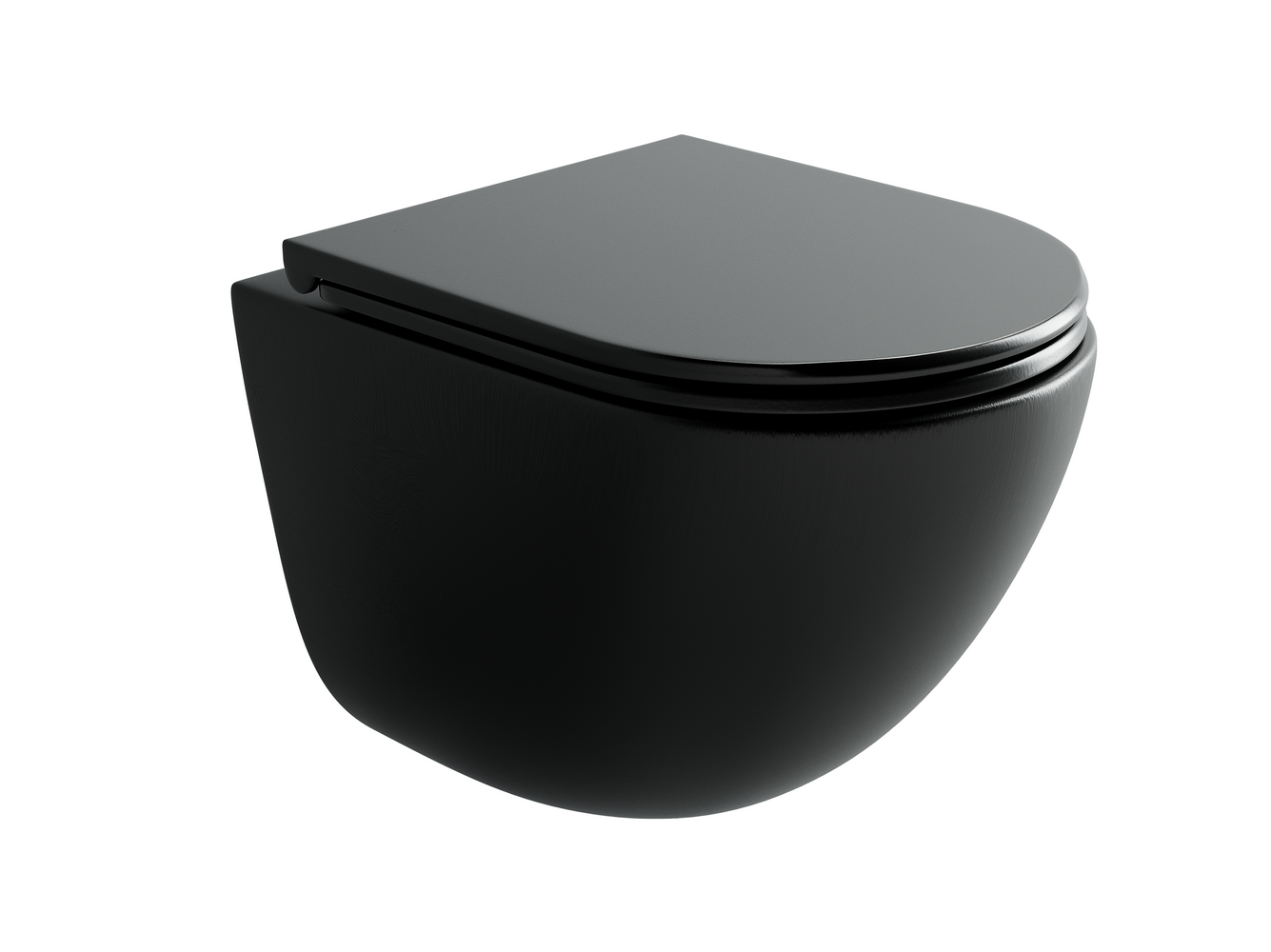Подвесной унитаз Vogue Торнадо безободковый, с ультратонким сиденьем с микролифтом и функцией быстрого снятия, с креплением скрытого монтажа,цвет черный матовый