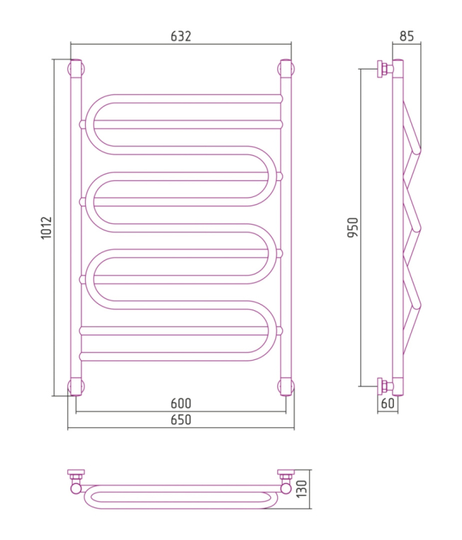 Полотенцесушитель водяной Сунержа Иллюзия+ 65x101 03-0210-9560 золото