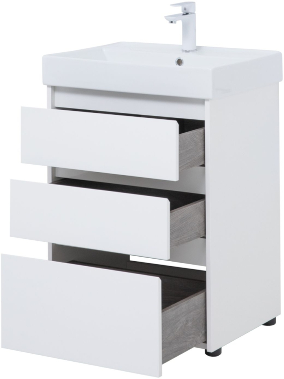Тумба под раковину Aquanet Nova Lite 60 белый глянец (3 ящика) 00302469