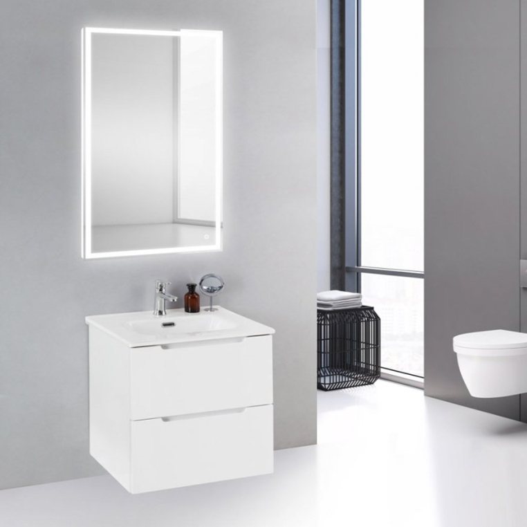 Комплект мебели BelBagno Etna 39 60 bianco lucido (ETNA39-600/390-2C-SO-BL-P+BB600/390ETL+SPC-GRT-600-800-LED-TCH)