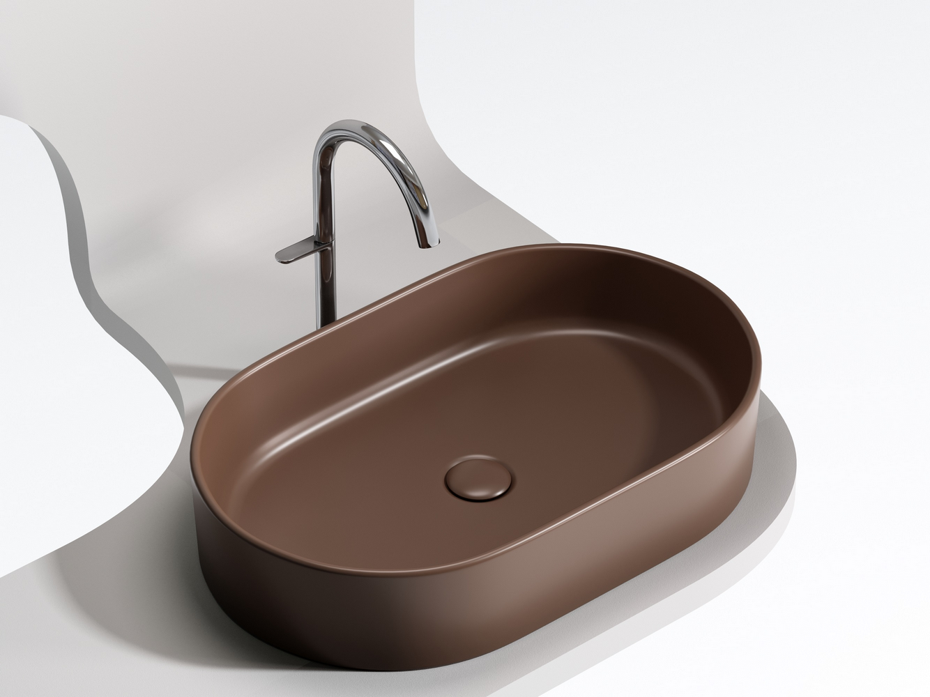 Умывальник чаша накладная овальная (цвет Темно-Коричневый Матовый) Element 608x385x122мм