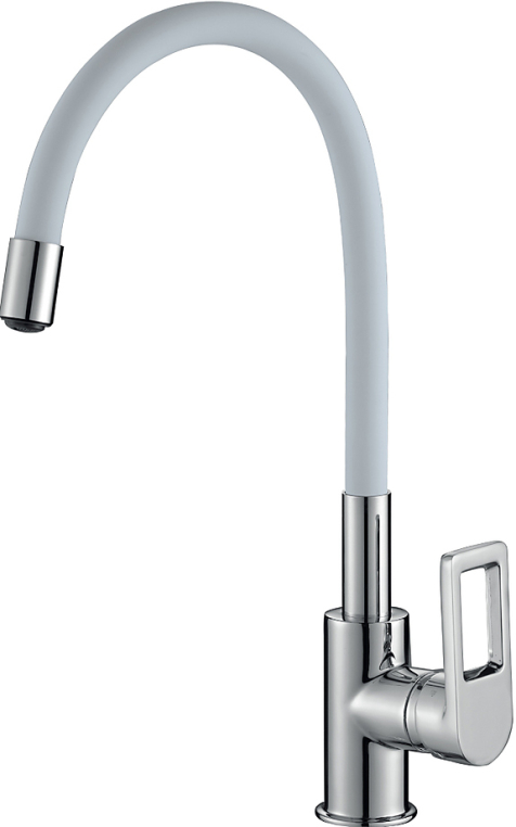 Смеситель для кухни Rossinka Z35-35U-White с гибким цветным изливом