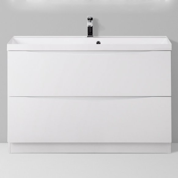Тумба с раковиной BelBagno Marino 90 bianco lucido, напольная (MARINO-900-2C-PIA-BL-P+BB900/450-LV-MR-AST)