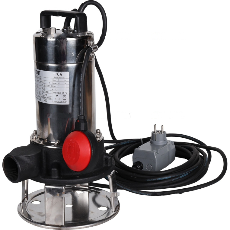 SPD-0004-211100 Насос дренажный с режущим механизмом, с поплавком, корпус-чугун, кабель 10 м, 230V, Q=150 л/мин, H= 17 м