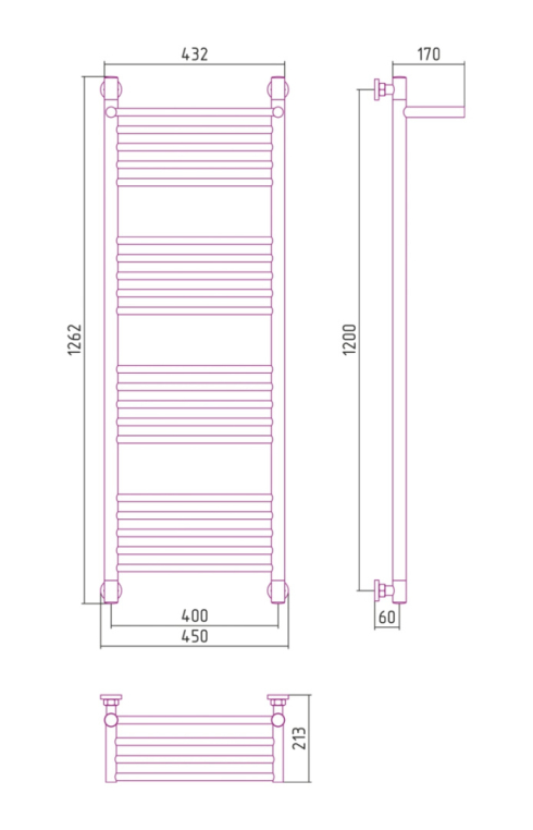 Полотенцесушитель водяной Сунержа Богема+ 45x126 12-0223-1240 белый